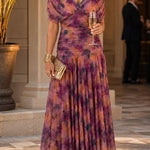 Margovil V Neck Short Sleeves Floral Print Maxi Dress