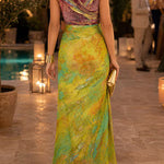 V Neck Sleeveless Printed High Slit Maxi Dress