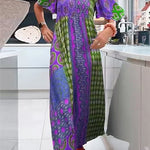 Margovil Round Neck Short Sleeves Printed Maxi Dress