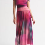 Off Shoulder Sunset Gradient Pleated Maxi Dress