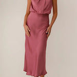 Margovil Sleeveless Mockneck Waisted Maxi Dress