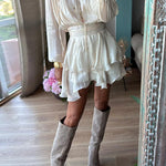 Margovil Lantern Long Sleeves Waisted Ruffle Mini Dress