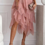 Margovil High Rise Mesh Layered Midi Skirt