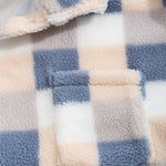 Men's Classic Plaid Fluffy Faux Fur Lapel Jacket Corduroy Casual Pants Set