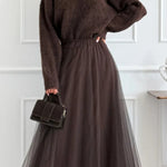 Gisella Tulle High-rise Elastic Waist Layered Flowy Midi Skirt