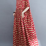 Loose Short Sleeves Plaid Round-Neck Midi Dresses