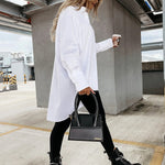 Urban Long Sleeves High-Low Solid Color Lapel Collar Blouses
