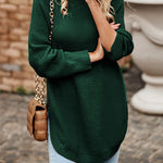 Irregular Hem Side Split Loose Pullover Turtleneck Sweater