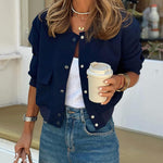 Round neck long sleeve short baseball jacket