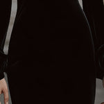 Elegant Velvet Mini Dress With Embellished Neckline And Floral Cuff Detail