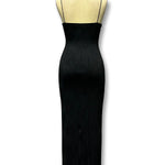 Bodycon Sleeveless Pleated Solid Color Split-Back Split-Joint Zipper Spaghetti-Neck Maxi Dresses