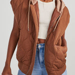Fall and Forever Zipper Pocket Hooded Quilted Cotton Vest