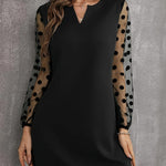 A-Line High Waisted See-Through Split-Joint Round-Neck Mini Dresses