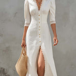 Vintage Lace-trimmed Cotton And Linen Midi Dress