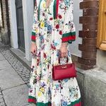 Resort Floral Print Bell Sleeve Maxi Dress