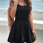 A-Line High Waisted Elasticity Solid Color Spaghetti-Neck Mini Dresses