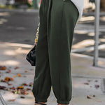 High Waist Lace-Up Pencil Cuff Pants