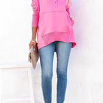 Women's New V-Neck Hooded Irregular Sweater