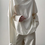 Long Sleeves Loose Solid Color Sweatshirt Tops
