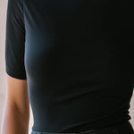 Mock Neck Slim-Fit Short-Sleeve Essential Top