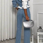 STRAIGHT LEG MID-RISE COMBINED JEANS