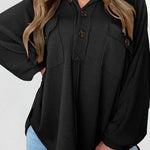 Lapel Knit Long Sleeve Top