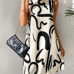 A-line Sleeveless Contrast Color Printed Mini Dresses