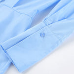 Long Sleeves Loose Buttoned Solid Color Split-Joint Twist Lapel Mini Dresses Shirt Dress