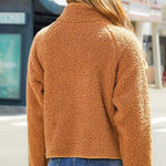 Plush paneled zipped long-sleeve jacket