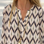 Unique Printed Long Sleeve V-neck Loose Maxi Dress