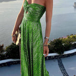 Shimmer Please Off Shoulder Maxi Party Dress