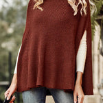 Turtleneck Poncho Chunky Knit Cape Wrap Sweaters