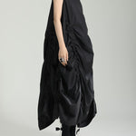 Irregular Clipping Loose Solid Color Round-Neck Midi Dresses