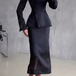 Perfectly Shaped Organza V-neck Long Sleeve Hourglass Cut Blazer