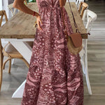 Celeste Boho Printed Strap Elastic Waist Maxi Dresses