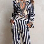 Retro Loose-fitting Cotton And Linen Striped Blouse