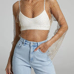 Best Layering Items Diamond Mesh Long Bell Sleeve Top