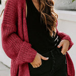 Drop Shoulder Open Front Knit Oversized Sweater Cardigan