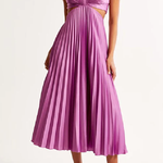 V Neck Cut Out Waist Sleeveless Pleated Maxi Dress