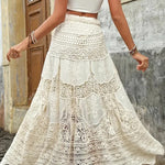 Fashion Hollow Elastic Waist Knitted Beach Maxi Skirt