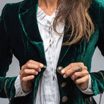 Vintage Gold Velvet Long Sleeve Pocket Blazer