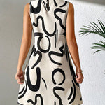 A-line Sleeveless Contrast Color Printed Mini Dresses