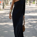 Side To Side One Shoulder Statement Maxi Dress