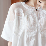 Original Solid Lace Split-Side Short Sleeve A-Line Mini Dress