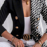 Art print double-breasted blazer