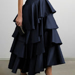 A-Line High Waisted Falbala Solid Color Long Skirts Skirts Bottoms