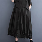 Loose Short Sleeves Elasticity Pleated Split-Joint Lapel Midi Dresses