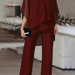 Irregular bat sleeve jumpsuit two-piece suit