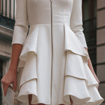 Zip-Front Peplum Hem Mini Dress