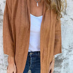 Solid Color Casual Long Sleeve Loose Pocket Cardigan